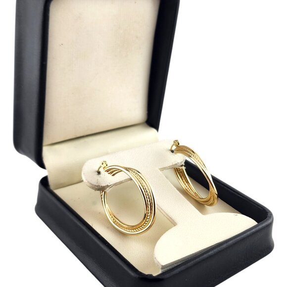 10 Karat Yellow Gold Oval Hoop Earrings #19341 - Picture 7 of 7